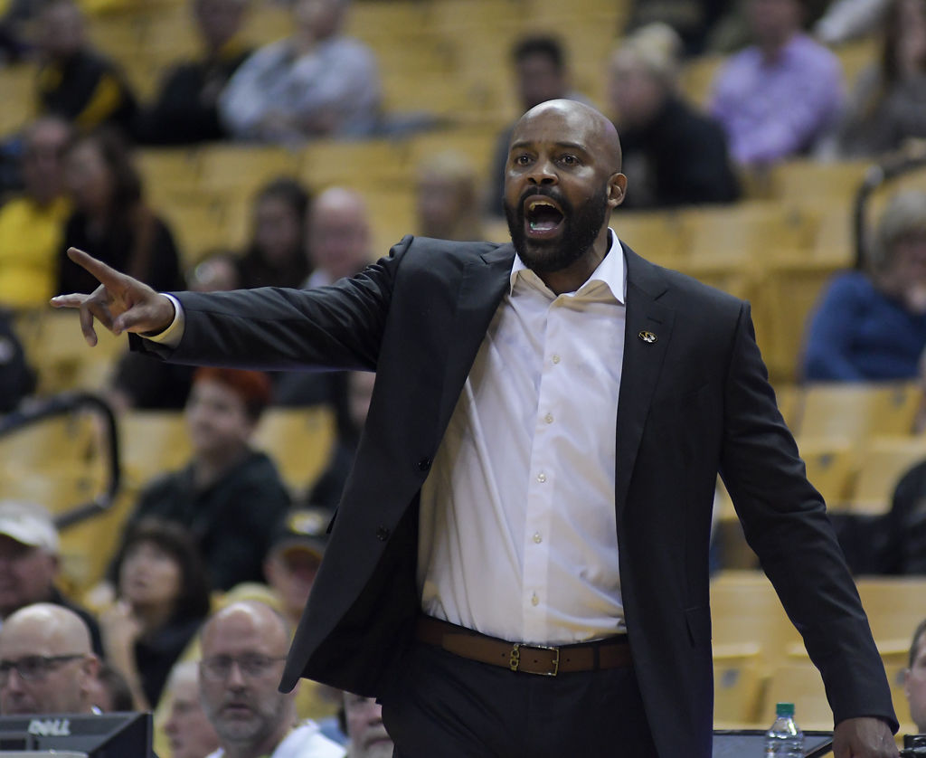 Missouri men's basketball coach Cuonzo Martin yells to his team during the game against Wofford